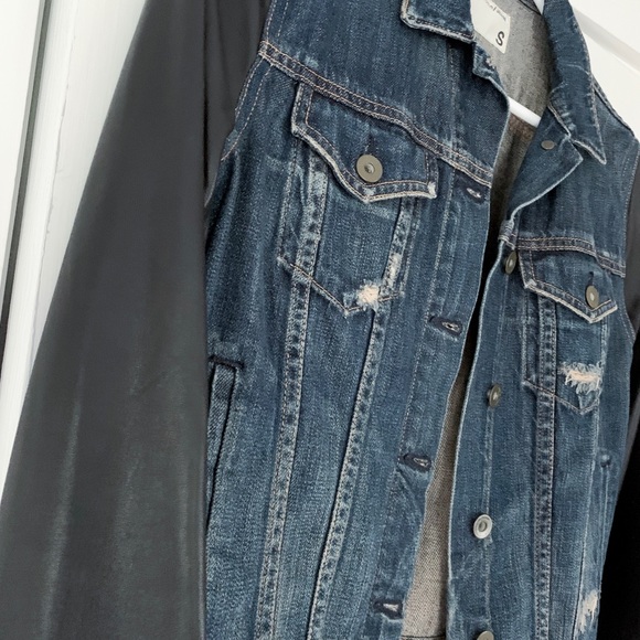 Rag & Bone Jean Jacket with Leather Sleeves - Picture 3 of 3